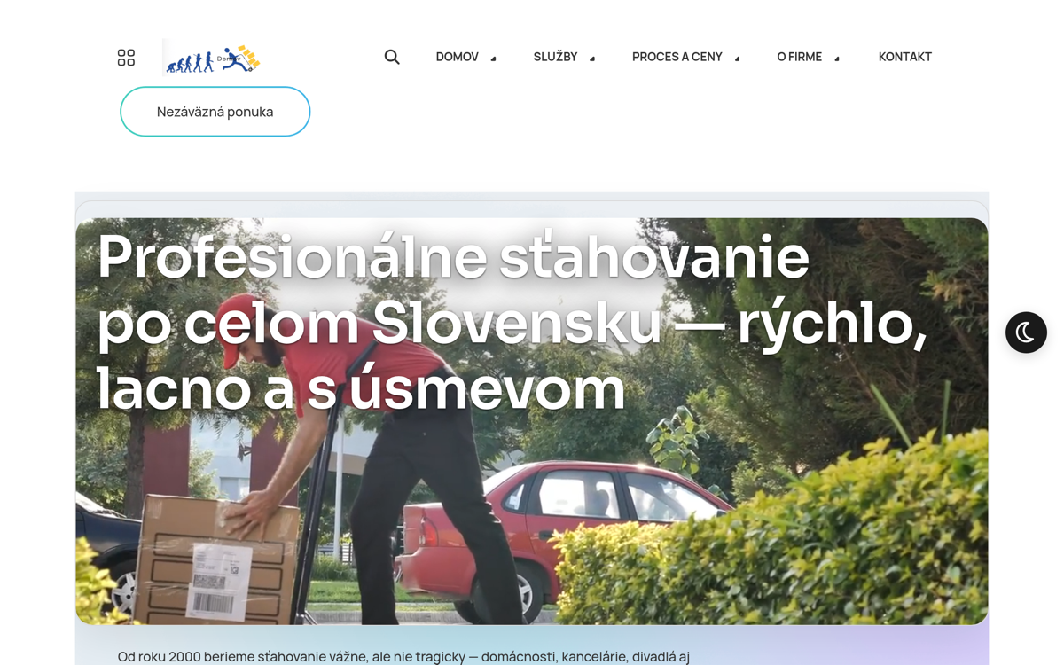 Náhľad webu Prestahuj.sk — profesionálne sťahovanie
