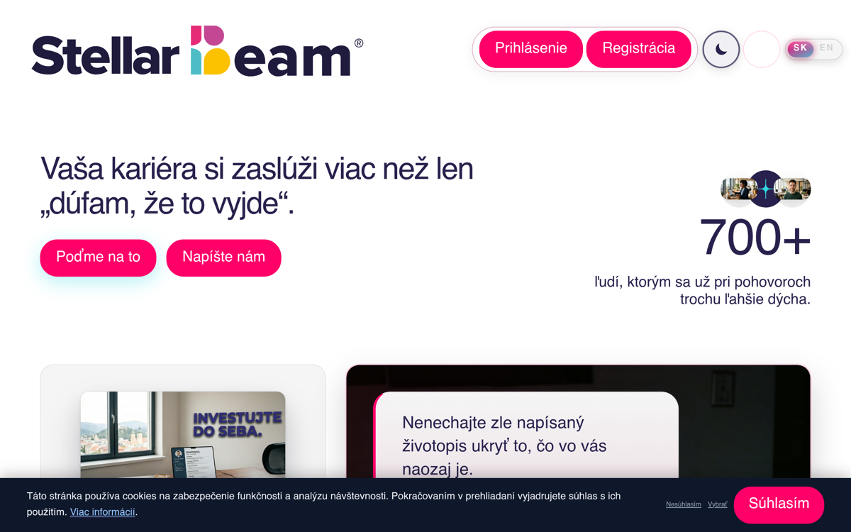 Vizuálna identita náhľadu webu StellarBeam